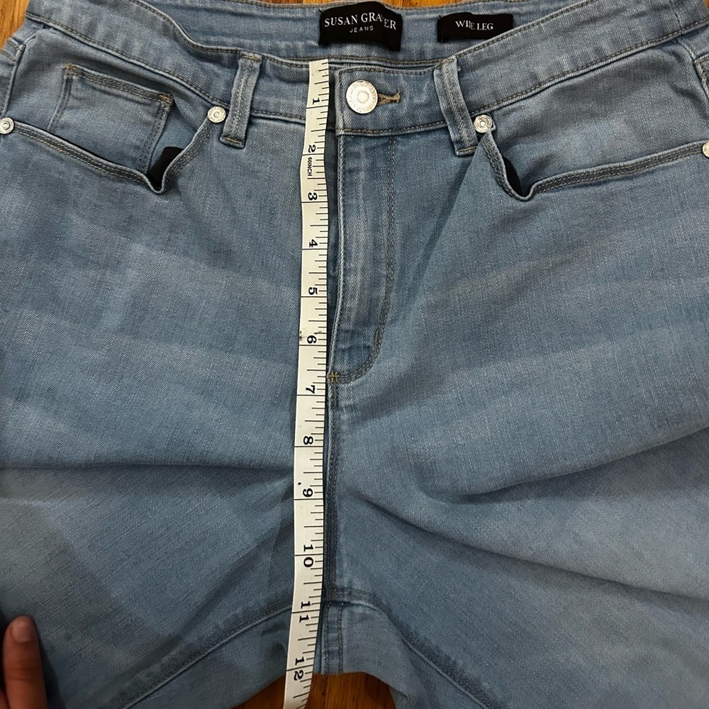 Susan Graver Blue Wide Leg Jeans Petite - Picture 10 of 13
